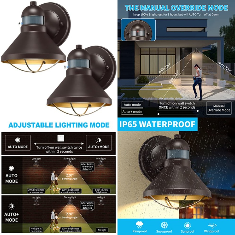 Outdoor Lighting Fixtures - مجموعة من 2 مصباح جداري خارجي