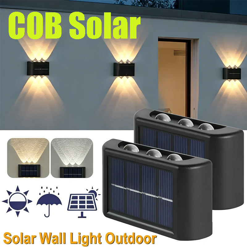 Outdoor Lighting Up And Down - مصباح جداري شمسي COB مقاوم للماء