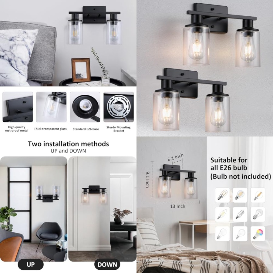 Solar Wall Sconce - تركيبات إضاءة حمام غير لامعة فوق
