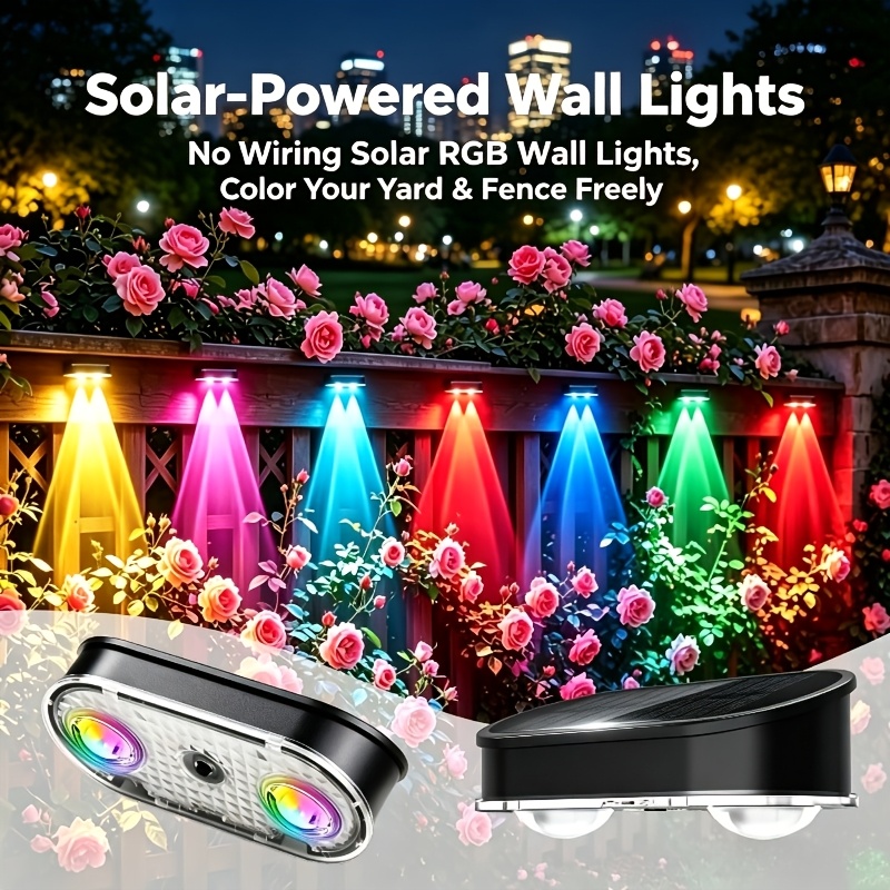 Solar Wall Sconce - مصباح سياج شمسي RGB بدرجة حماية