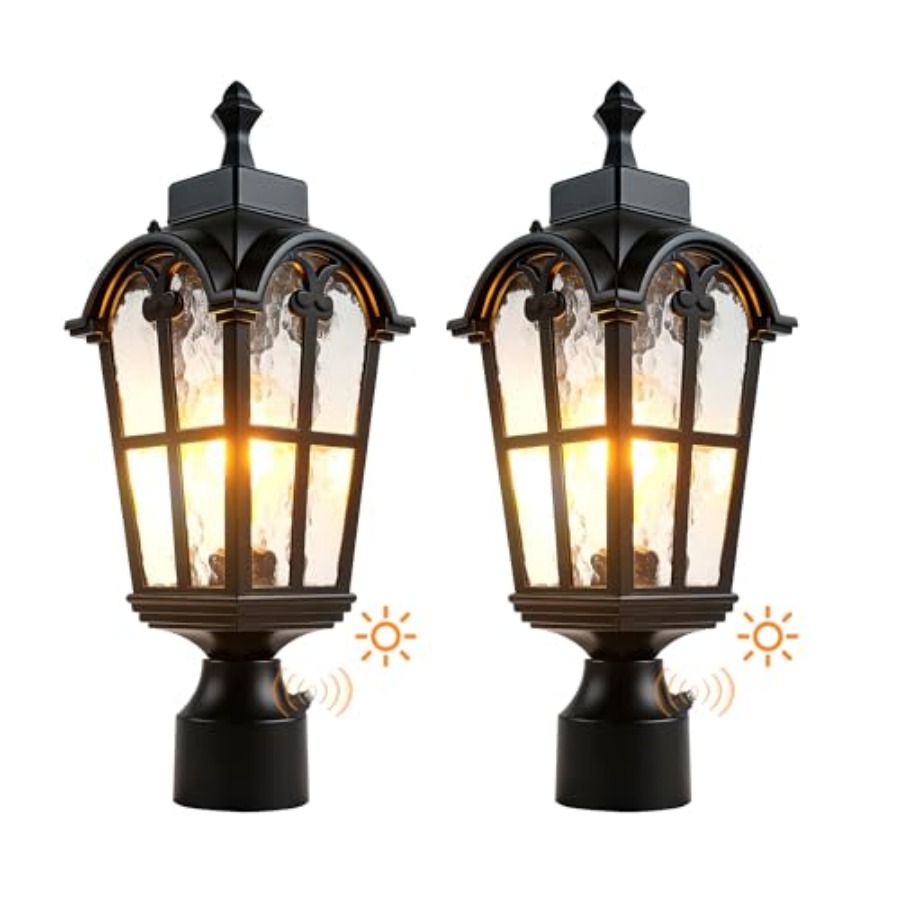 Outdoor Lighting Fixtures - مصابيح عمودية خارجية مزودة بمستشعر، مقاومة