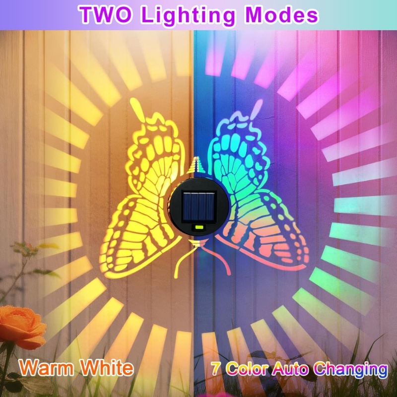 أضواء فراشة شمسية زخرفية للحدا - مراجعة Solar Wall Sconce وسعره
